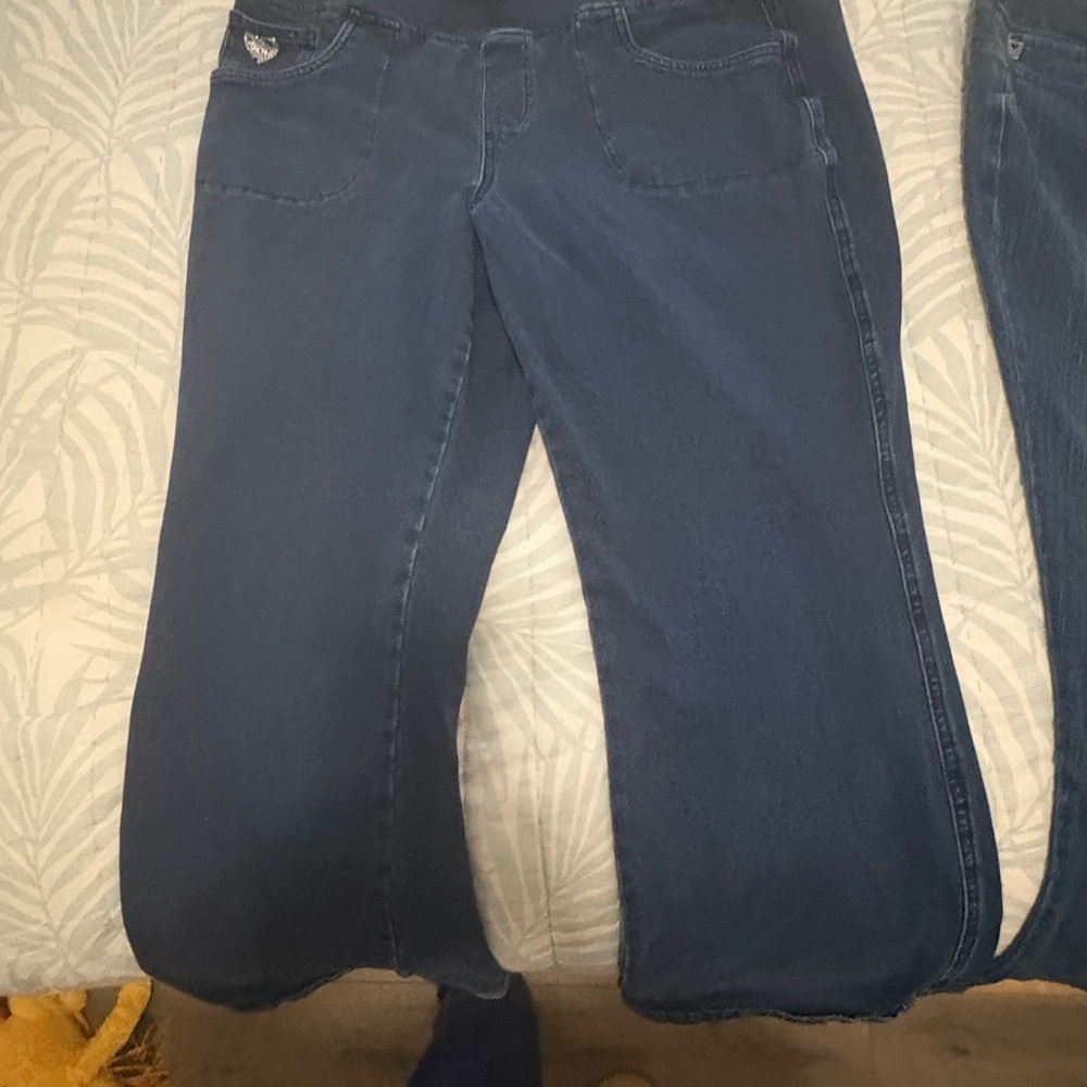 Quacker Factory Dark Indigo Boot Cut Pull-On DreamJeannes Size Large